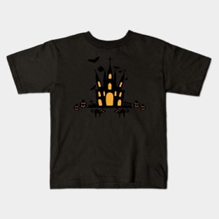 Halloween Pumpkin Black Cat Graveyard Church Kids T-Shirt